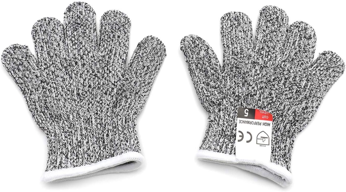 M Size 5Pair (10 Gloves) Cut-ResistantWorking Gloves Level 5 Protection Resistant Abrasion Food Grade In/Outdoor [P/N: ET-TOOL032-M X5-GRAY ]