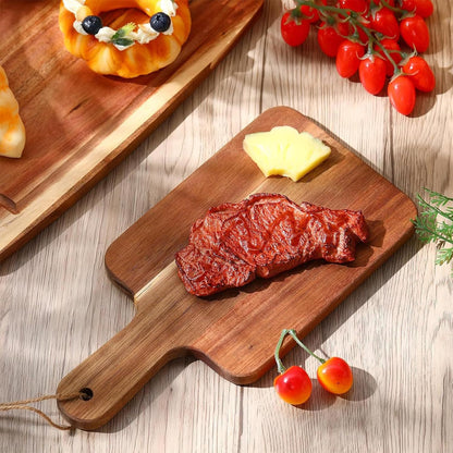 6 Pcs Acacia Wood Cutting Board with Handle, Small Wooden Charcuterie Boards, Decorative Bulk Serving Boards for Kitchen Cheese Bread (12 x 6 x 0.6 Inch)