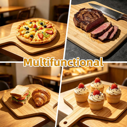 6 Pcs Acacia Wood Cutting Board with Handle, Small Wooden Charcuterie Boards, Decorative Bulk Serving Boards for Kitchen Cheese Bread (12 x 6 x 0.6 Inch)