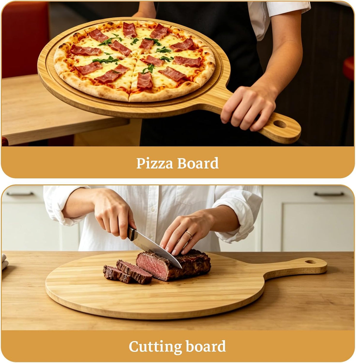 6 Pcs Acacia Wood Cutting Board with Handle, Small Wooden Charcuterie Boards, Decorative Bulk Serving Boards for Kitchen Cheese Bread (12 x 6 x 0.6 Inch)