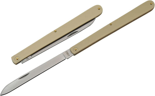 SZCO 10.5" Folding Fruit Knife with Drop Point Blade, Stainless Steel, Yellow Handle – Durable Everyday Carry Knife for Cutting, Slicing, and Piercing