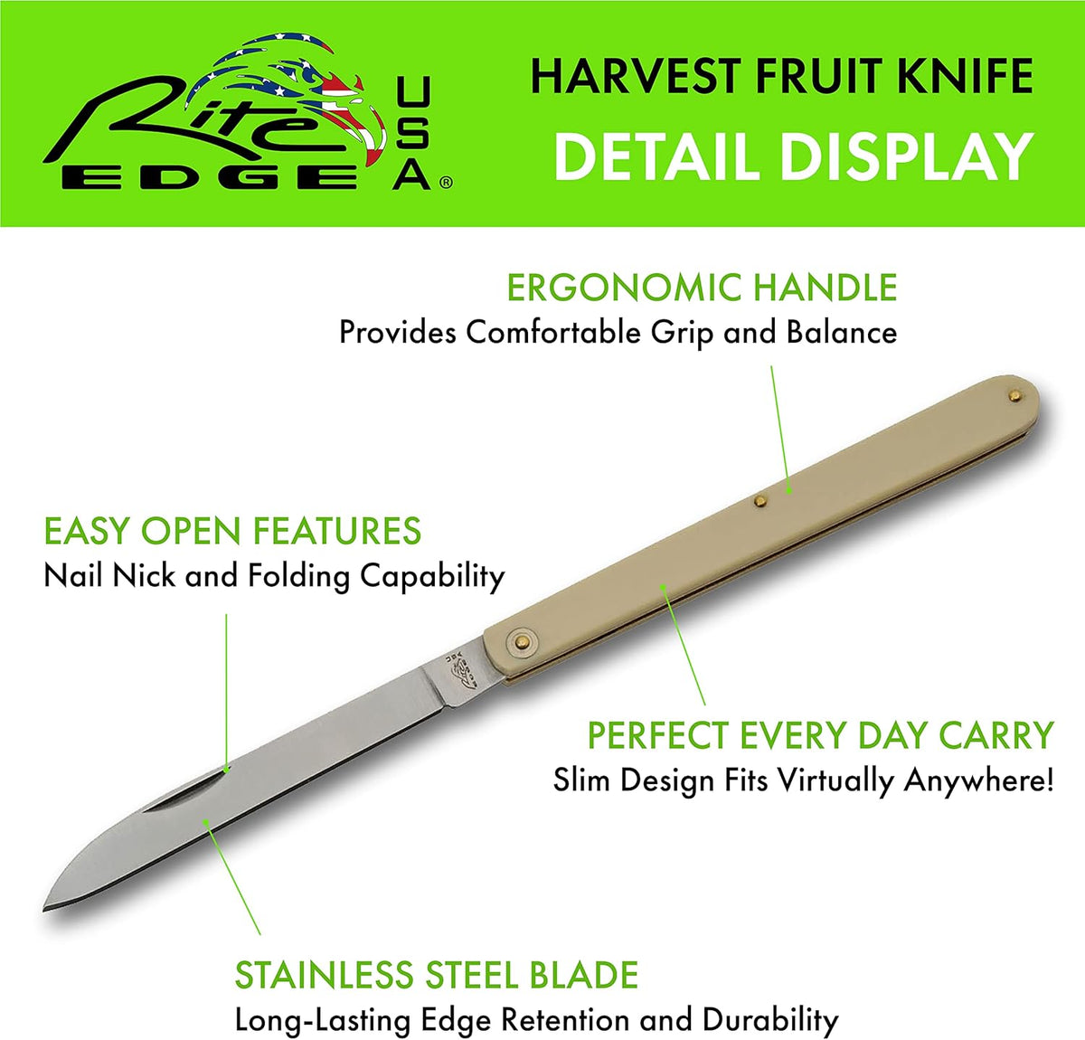 SZCO 10.5" Folding Fruit Knife with Drop Point Blade, Stainless Steel, Yellow Handle – Durable Everyday Carry Knife for Cutting, Slicing, and Piercing