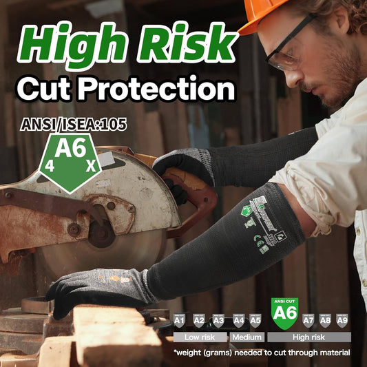 3 Pairs AIR-SKIN ANSI A6 Cut Resistant Arm Sleeves, S910, 9in | Cooling fabric , High Risk Cut Protection, for Thin Skin, Gardening, Farming, Yard Work, Pet Grooming, Industrial Tasks