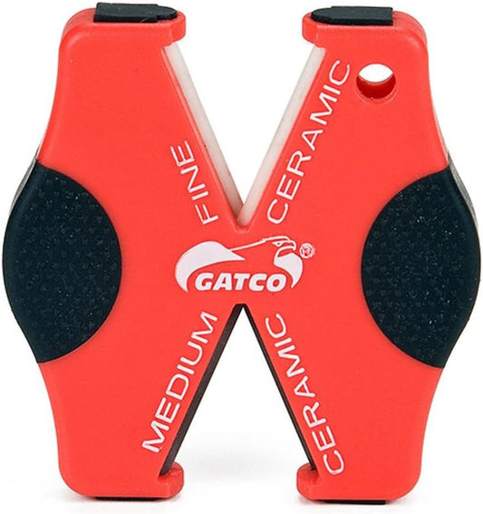 Gatco 6224 Super Micro-X Sharpener – Small Portable Two-Stage Handheld Knife-Sharpener with Medium & Fine Ceramic Rods – Easy Manual Pocket Sharpening Tool for Kitchen, Hunting & EDC Pocket Knives