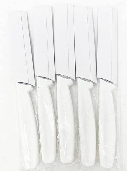 5 Pack - 4" Commercial Kitchen Paring Knives - White Handles, Razor Sharp