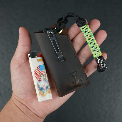 VIPERAED PJ11 EDC Small Leather Sheath for Belt,Leather Holster for Small Flashlight,Utility Small Leather Knife Sheath,Leather EDC Pocket Slip for Small Multitools