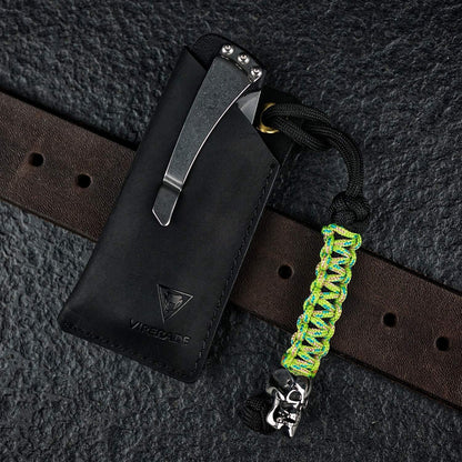 VIPERAED PJ11 EDC Small Leather Sheath for Belt,Leather Holster for Small Flashlight,Utility Small Leather Knife Sheath,Leather EDC Pocket Slip for Small Multitools