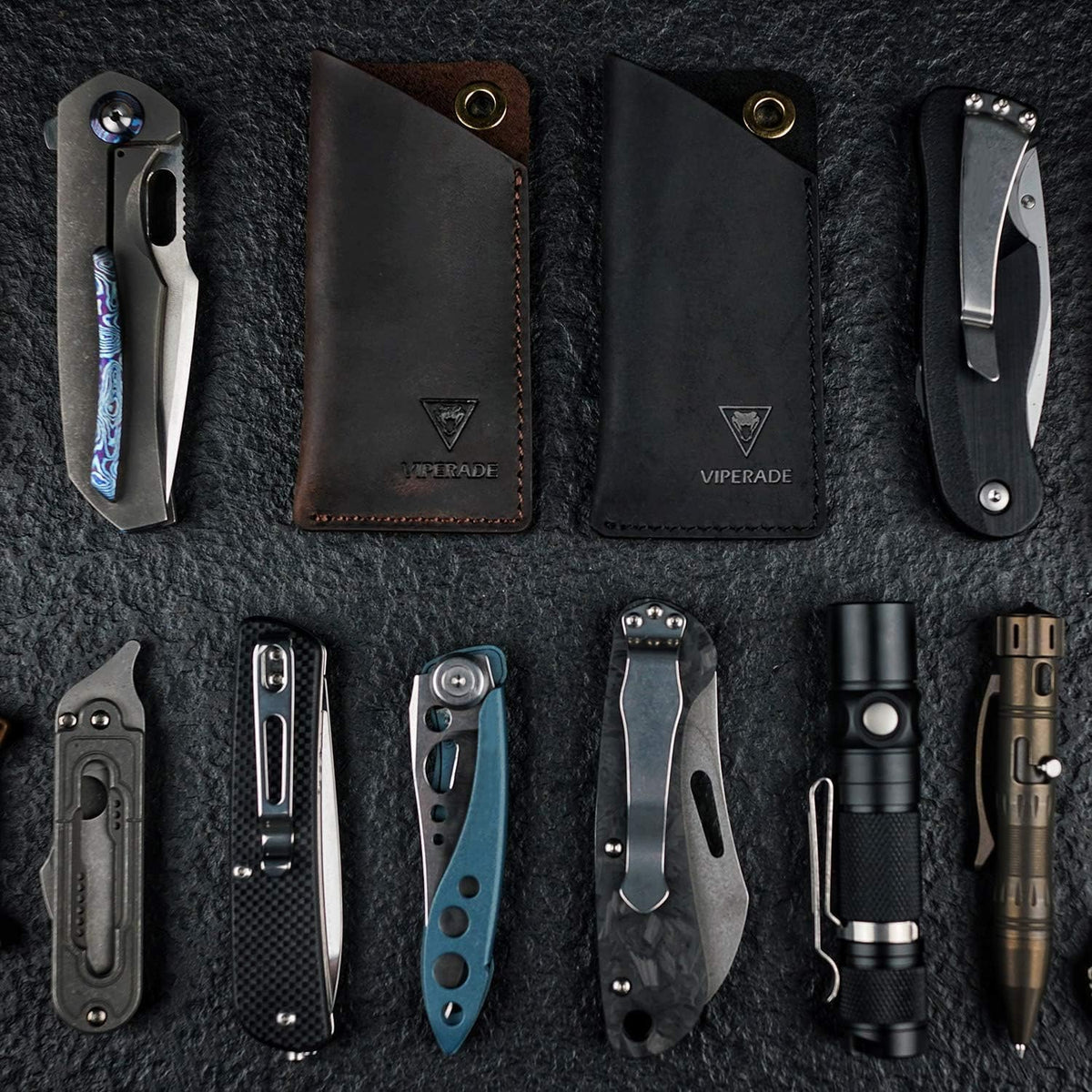 VIPERAED PJ11 EDC Small Leather Sheath for Belt,Leather Holster for Small Flashlight,Utility Small Leather Knife Sheath,Leather EDC Pocket Slip for Small Multitools