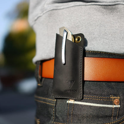 VIPERAED PJ11 EDC Small Leather Sheath for Belt,Leather Holster for Small Flashlight,Utility Small Leather Knife Sheath,Leather EDC Pocket Slip for Small Multitools