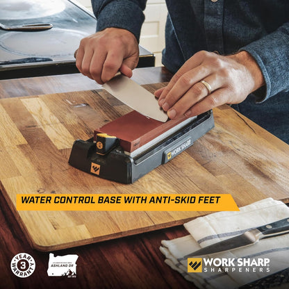 Benchtop Whetstone Knife Sharpener - For Knives & Edged Tools - Kitchen, Pocket, & Fillet Knives