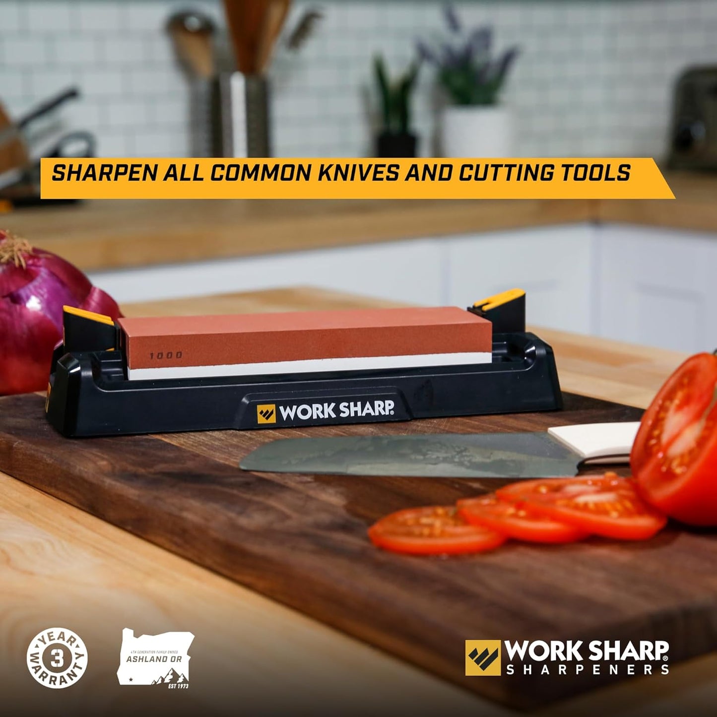 Benchtop Whetstone Knife Sharpener - For Knives & Edged Tools - Kitchen, Pocket, & Fillet Knives