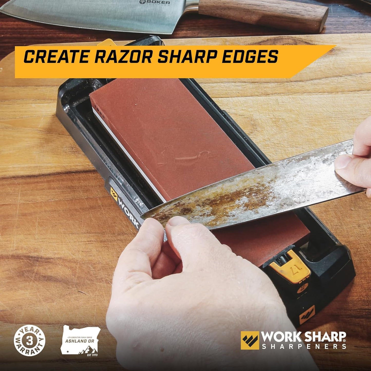 Benchtop Whetstone Knife Sharpener - For Knives & Edged Tools - Kitchen, Pocket, & Fillet Knives