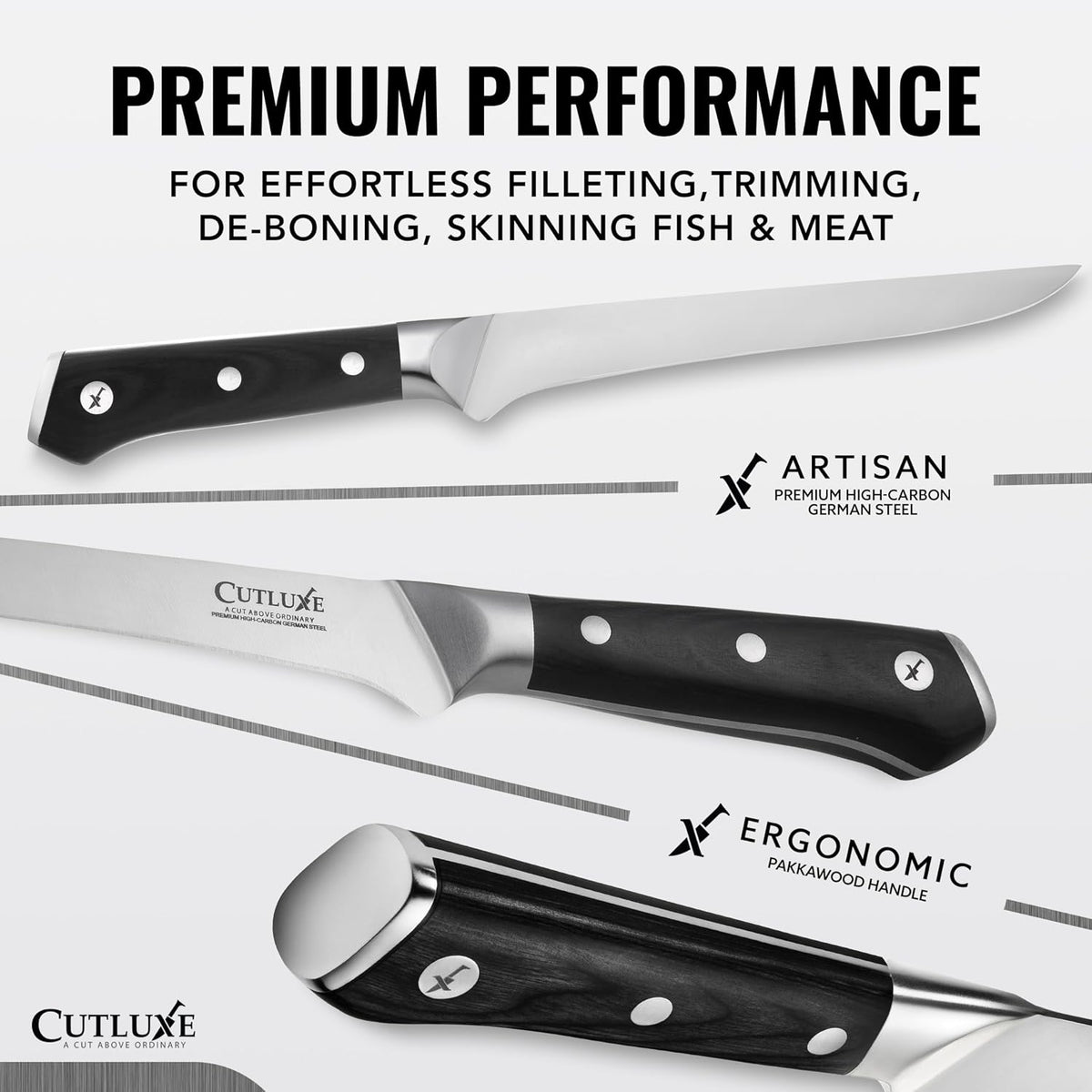 Carving Knife Set for BBQ & Brisket, 12" Slicing & 6" Boning Knife | Razor Sharp German Steel, Sheaths Included, Full Tang Ergonomic Handles for Meat Cutting