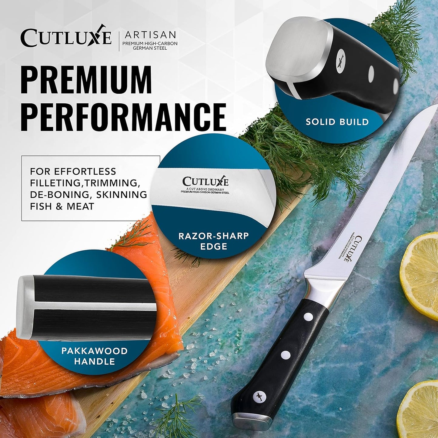 Carving Knife Set for BBQ & Brisket, 12" Slicing & 6" Boning Knife | Razor Sharp German Steel, Sheaths Included, Full Tang Ergonomic Handles for Meat Cutting