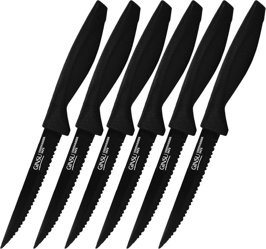 Daku 6-Piece Steak Kitchen Knife Set - Dishwasher Safe and Always Sharp, Perfect for Any Steak Lover – Practical Table Knives - Black