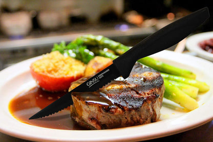 Daku 6-Piece Steak Kitchen Knife Set - Dishwasher Safe and Always Sharp, Perfect for Any Steak Lover – Practical Table Knives - Black
