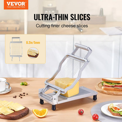 Manual Bread Slicer, 0-0.6" Adjustable Thickness Cheese Cutter, Hand Cranked Slicer for Homemade Bread - with Serrated Stainless Steel Blade for Kitchen, Restaurant, Bakery, Party