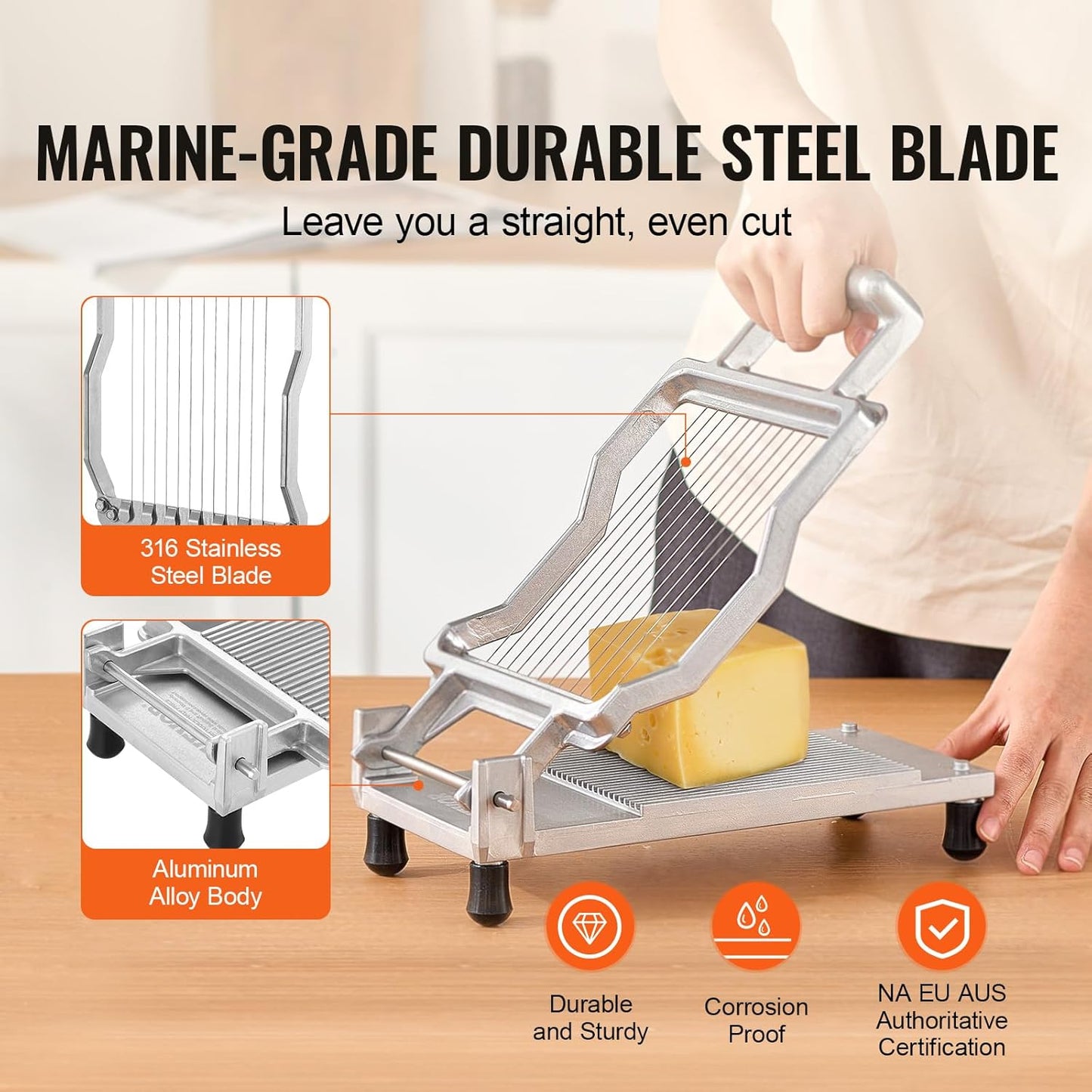 Manual Bread Slicer, 0-0.6" Adjustable Thickness Cheese Cutter, Hand Cranked Slicer for Homemade Bread - with Serrated Stainless Steel Blade for Kitchen, Restaurant, Bakery, Party
