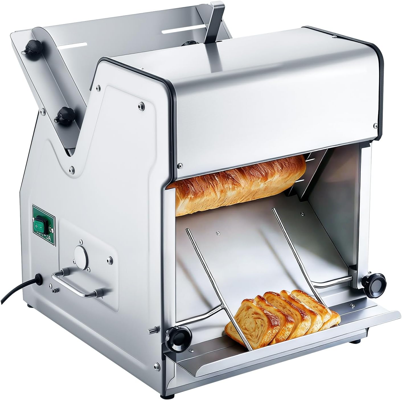 Manual Bread Slicer, 0-0.6" Adjustable Thickness Cheese Cutter, Hand Cranked Slicer for Homemade Bread - with Serrated Stainless Steel Blade for Kitchen, Restaurant, Bakery, Party
