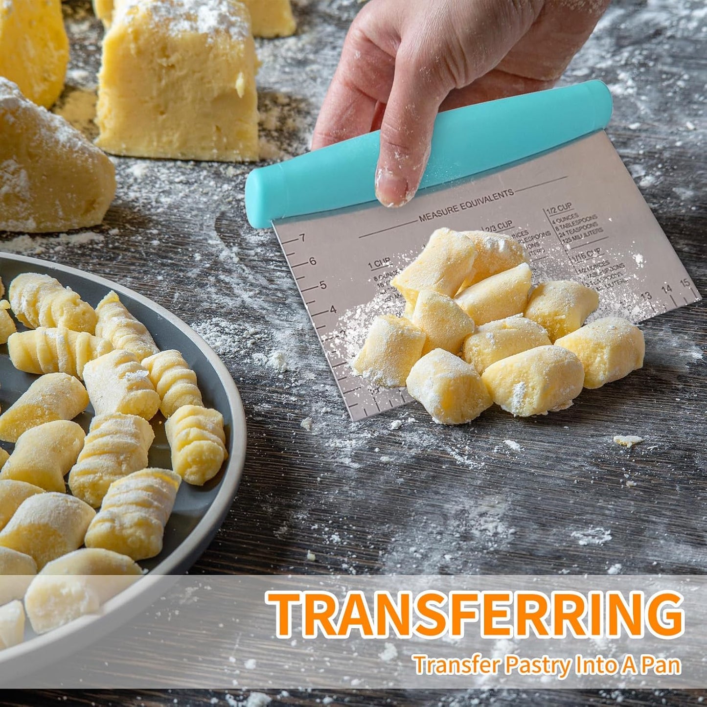 ALLTOP Bench Scraper & Chopper - Baking Essentials,Stainless Steel Blade Knife,Ideal Kitchen Tool for Home Baking and Meal Prep, Bread Making, Pasta,Pastry,Dough and Cake - Set of 2 Pack