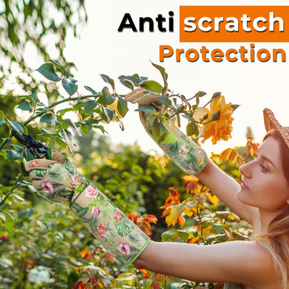 HANDLANDY Rose Pruning Gloves for Men & Women, Long Thorn Proof Gardening Gloves, Breathable Pigskin Leather Gauntlet, Best Garden Gifts & Tools for Gardener