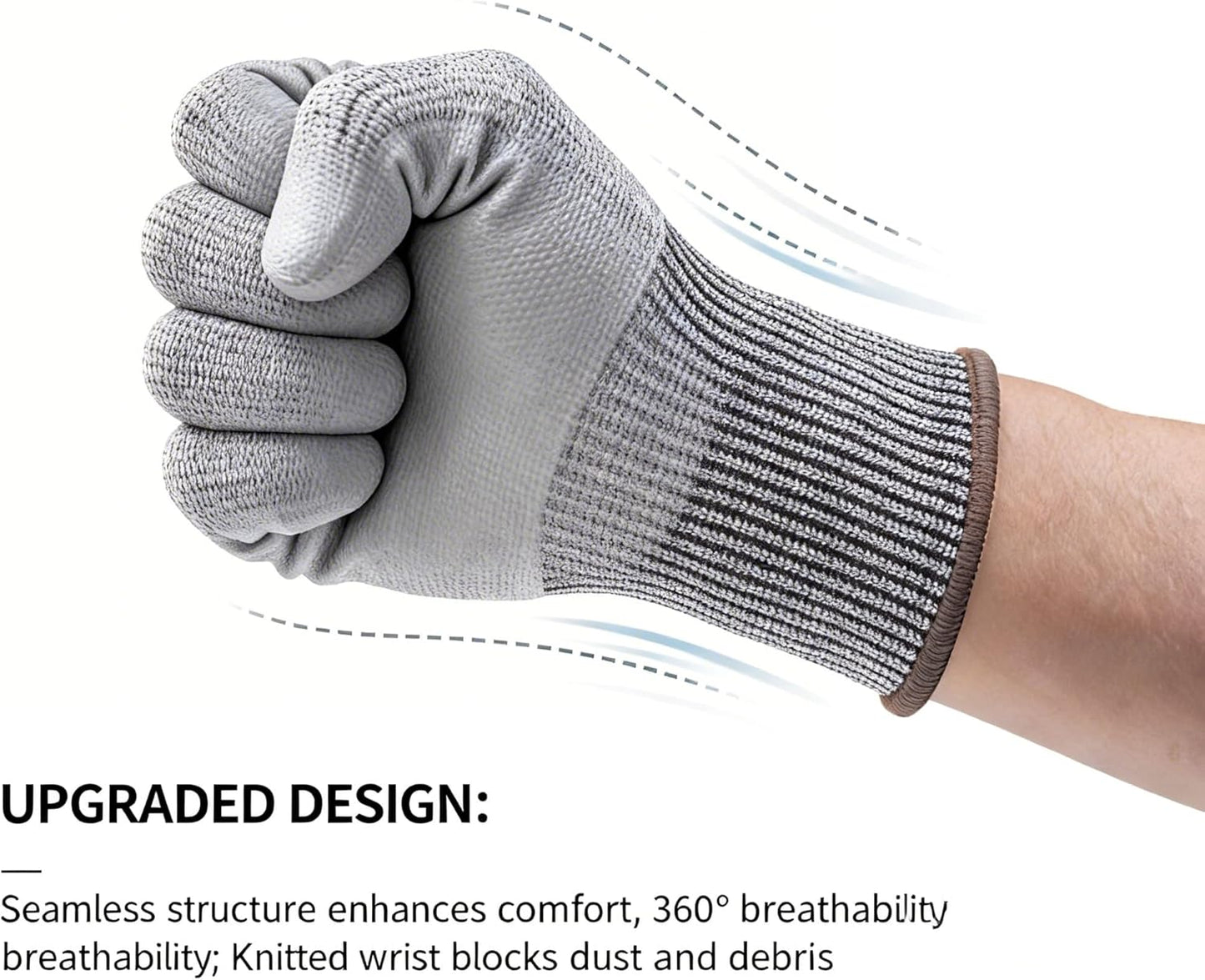ANDANDA Cut Resistant Gloves Level 5, PU Coated Work Gloves with Power Grip for Dry & Slightly Oily Environment, Garden,