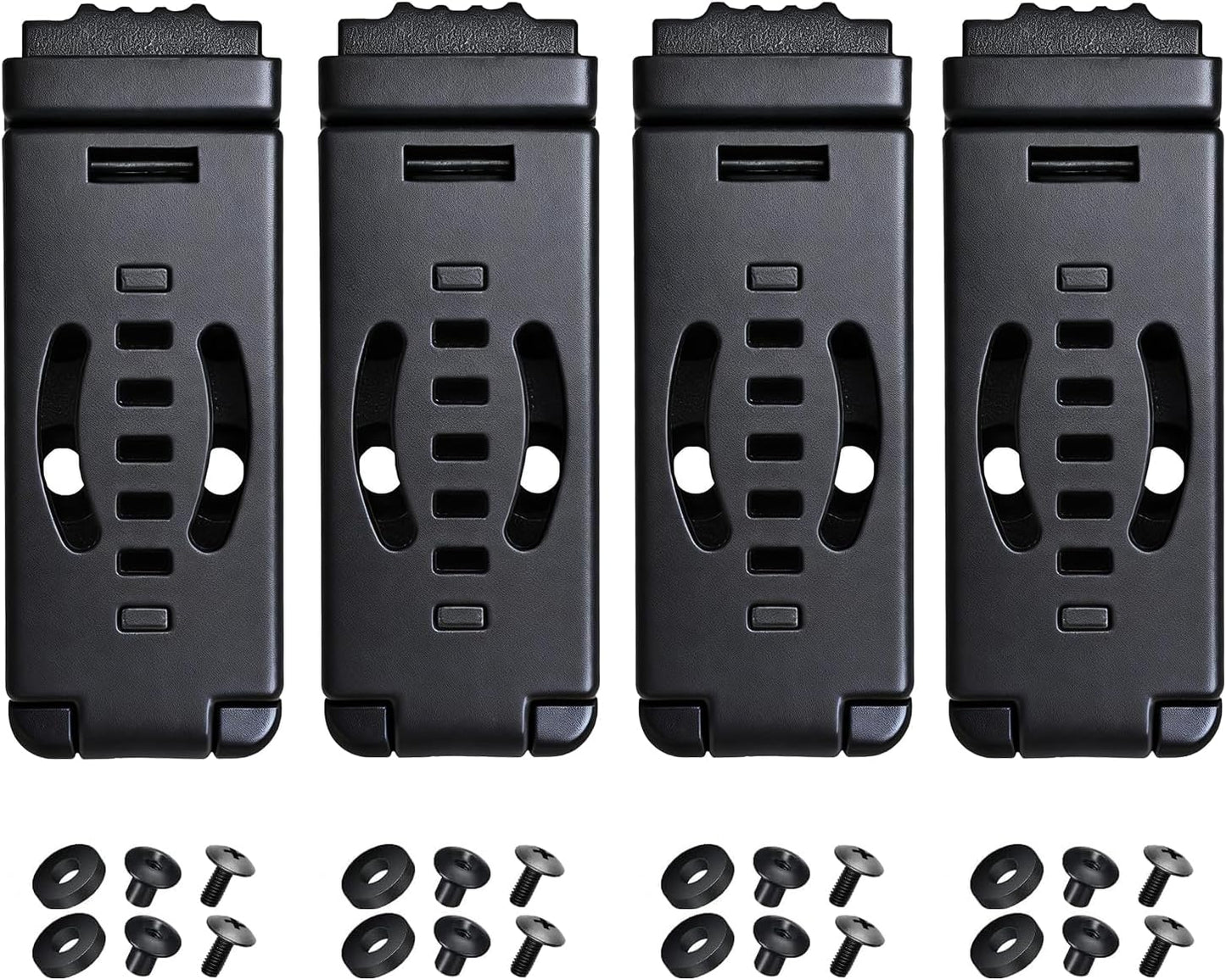 4-Pack Knife Belt Clip Holster Tactical Belt Buckle Kydex Belt Clip Universal Utility EDC Clip Camping Mag Pouches Sheath Tool with Hardware, Knife Clip Black