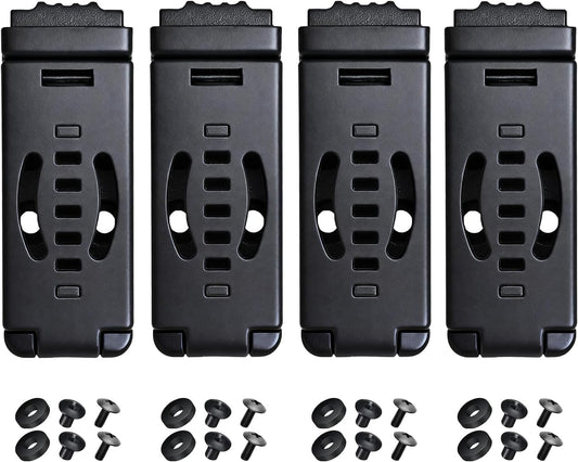 4-Pack Knife Belt Clip Holster Tactical Belt Buckle Kydex Belt Clip Universal Utility EDC Clip Camping Mag Pouches Sheath Tool with Hardware, Knife Clip Black