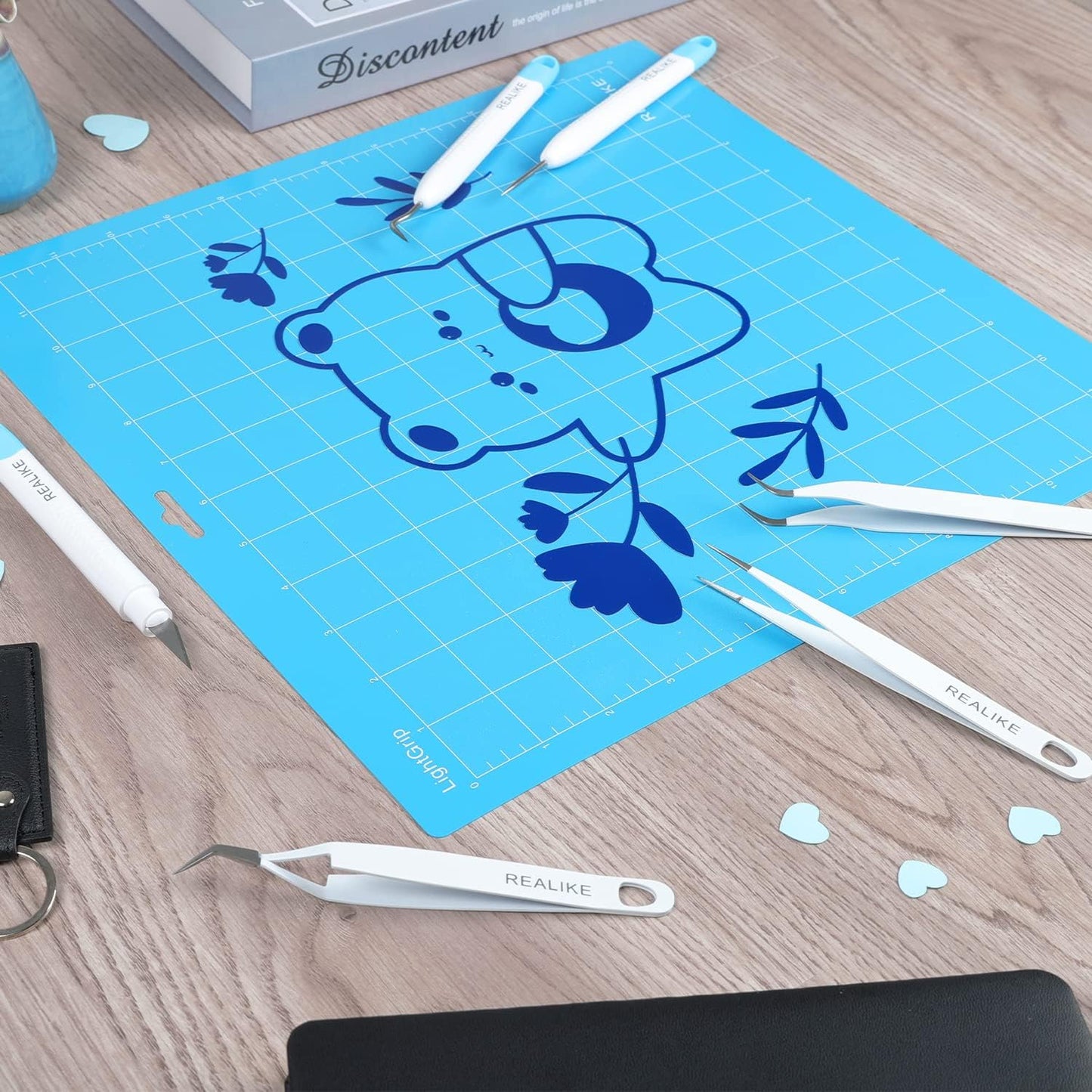 REALIKE 12x12 Lightgrip Cutting Mat Compatible with Cricut Maker 3/Maker 4/Maker/Explore 3/4/Air 2/Air/One(3 Mats), Gridded Adhesive Non-Slip Cut Mat for Crafts, Quilting, Sewing and All Arts