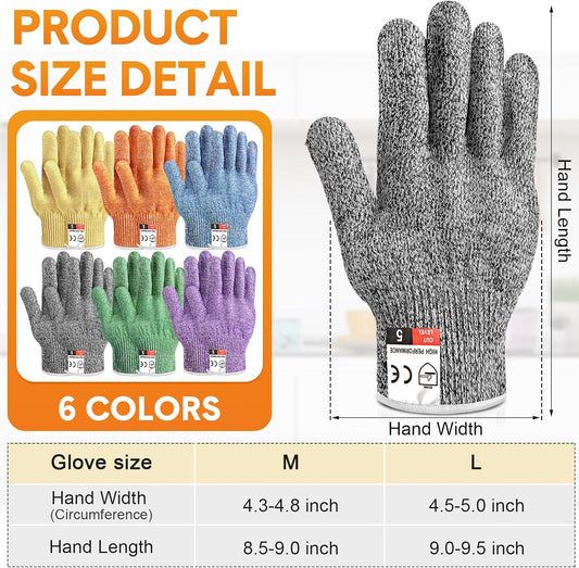 Hercicy 12 Pairs Cut Resistant Gloves Level 5 Protection Safety Cutting Kitchen Cuts Gloves for Chefs Garden