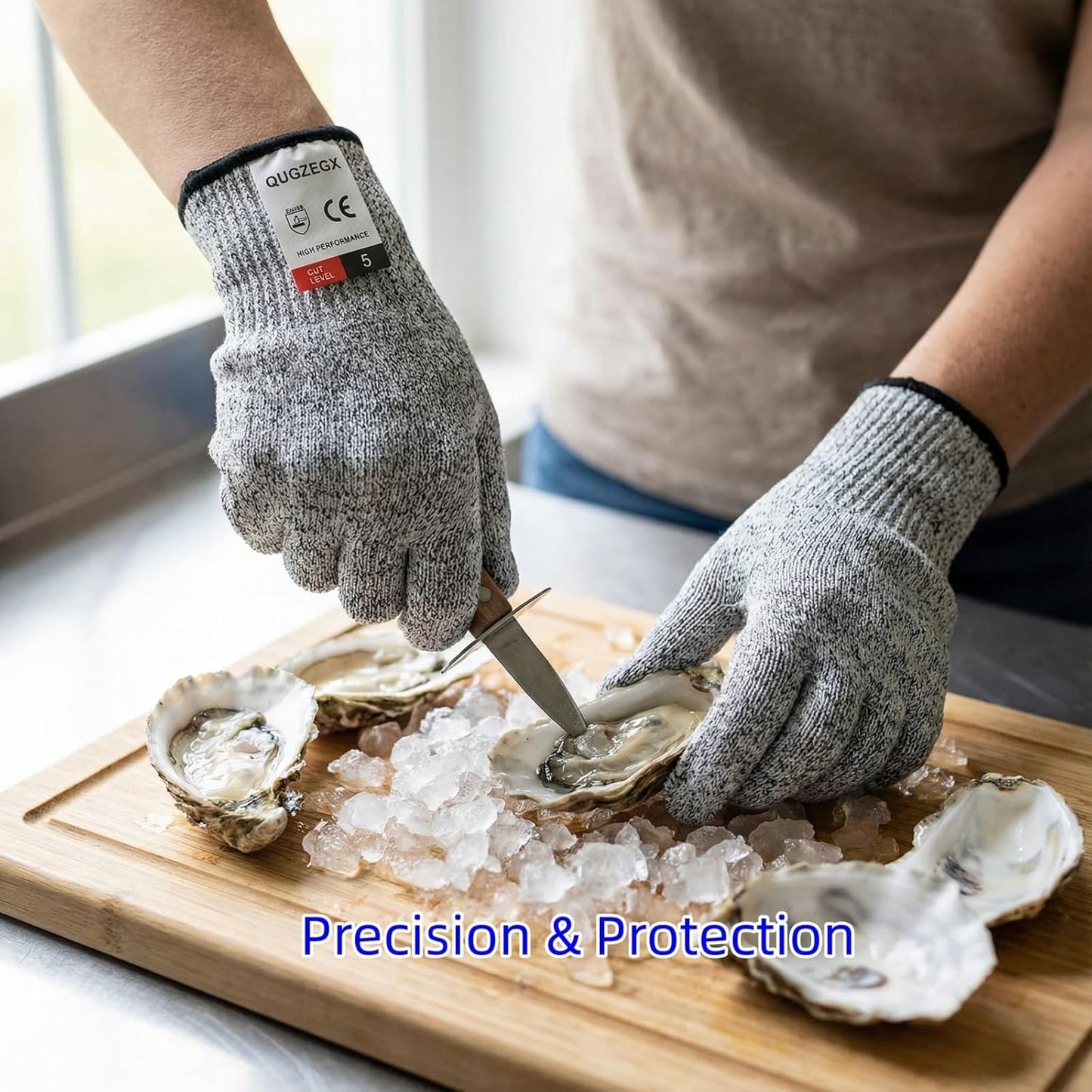 Cut Resistant Gloves Food Grade Level 5 Protection, Ambidextrous Breathable Kitchen Safety Gloves.