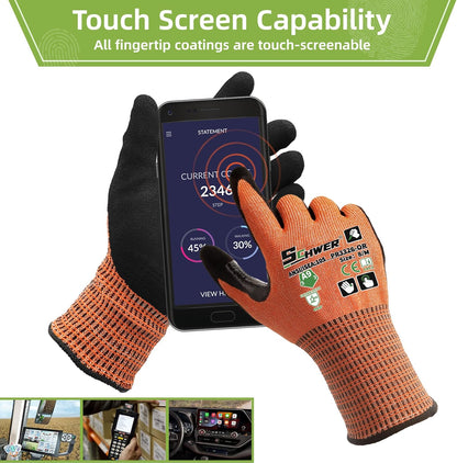Schwer ProGuard High Level Cut Resistant Work Gloves PR3326 for Extreme Protection，ANSI A9 Cut Gloves with Reinforced Thumb, Non Slip, Breathable, Durable, Touch-screen, Black 1 Pair（XL）