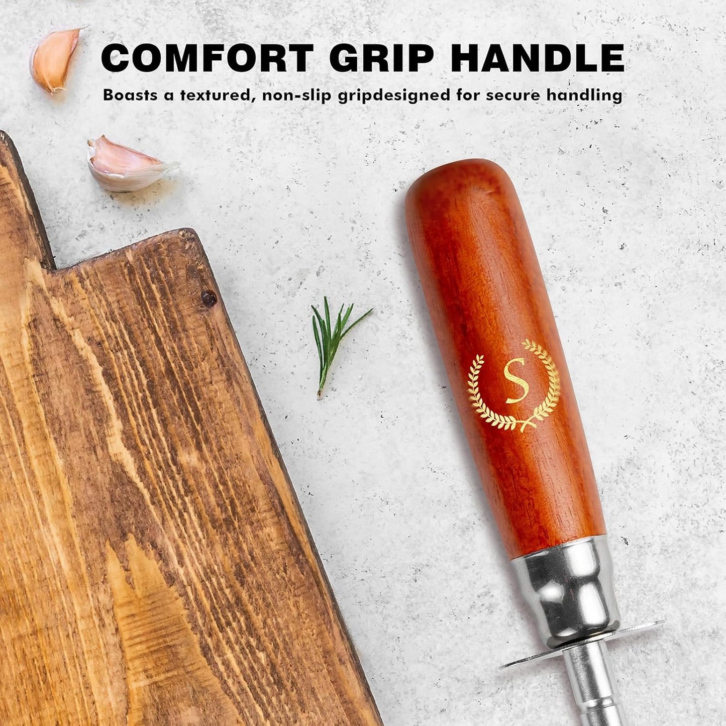 Knife Sharpener Rod, 13 Inch Carbon Steel Honing Steel for Kitchen Knives, Professional Magnetized Sharpening Stick with Nickel-Chrome Plating, Easy Grip Tool for Chef Knives