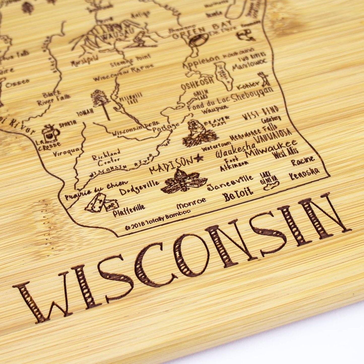 Totally Bamboo A Slice of Life New Jersey State Serving and Cutting Board, 11" x 8.75" - Colors B