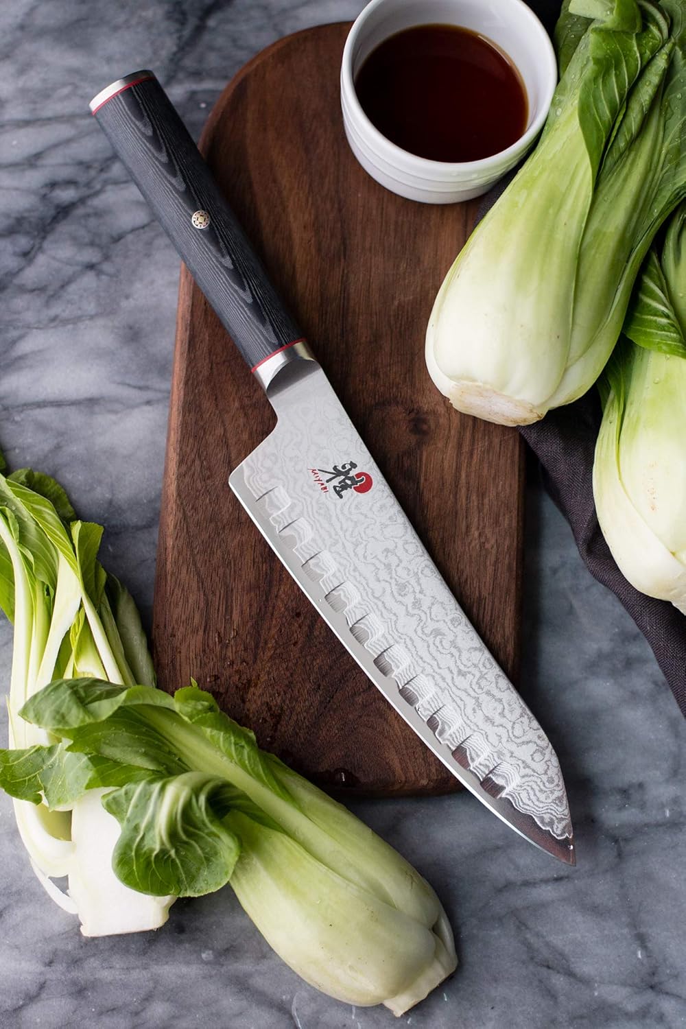 MIYABI Kaizen 7-inch Hollow Edge Rocking Santoku Knife
