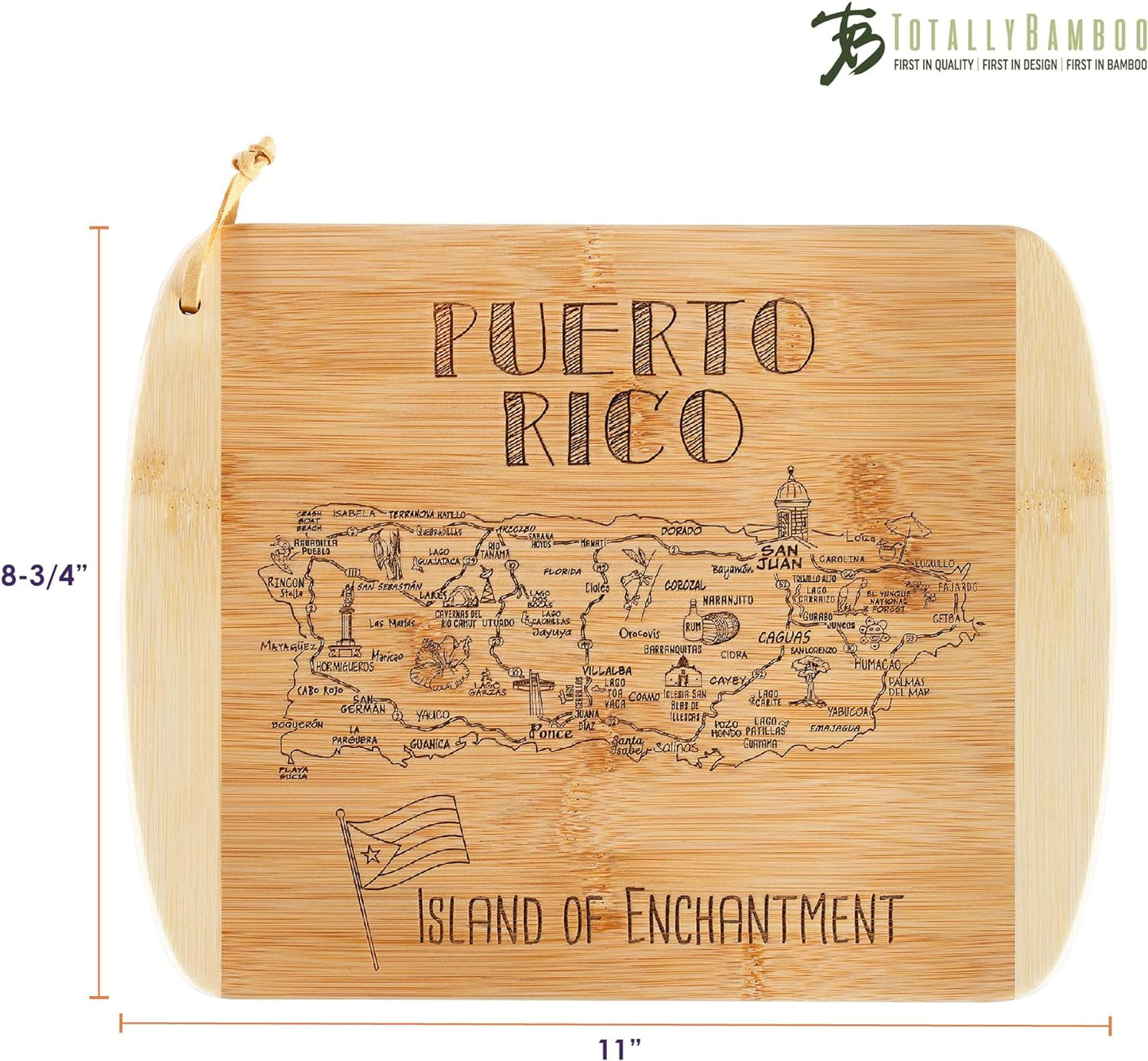 Totally Bamboo A Slice of Life New Jersey State Serving and Cutting Board, 11" x 8.75" - Colors A