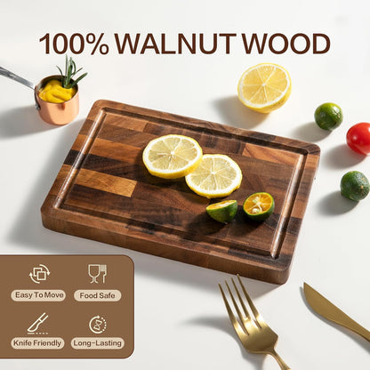 Walnut Wood Cutting Board, Small End Grain Cutting Boards for Kitchen, Compact Size, Lightweight & Durable for Cheese and Small Prep, 9"x6"x0.8"