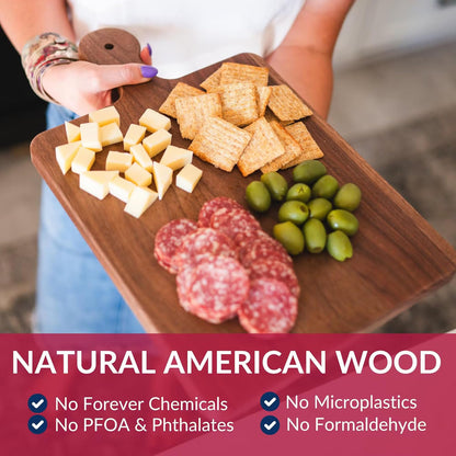 Made in USA Walnut Cutting Board by Virginia Boys Kitchens - Butcher Block made from Sustainable Hardwood (Round - 13.5)