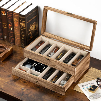 Knife Display Case, 3-Layer Pocket Knife Case Display & Storage Knives, Solid Wood Knife Case for Collections, Gift for Boyfriend Fathers Day Birthday Gifts(Black)
