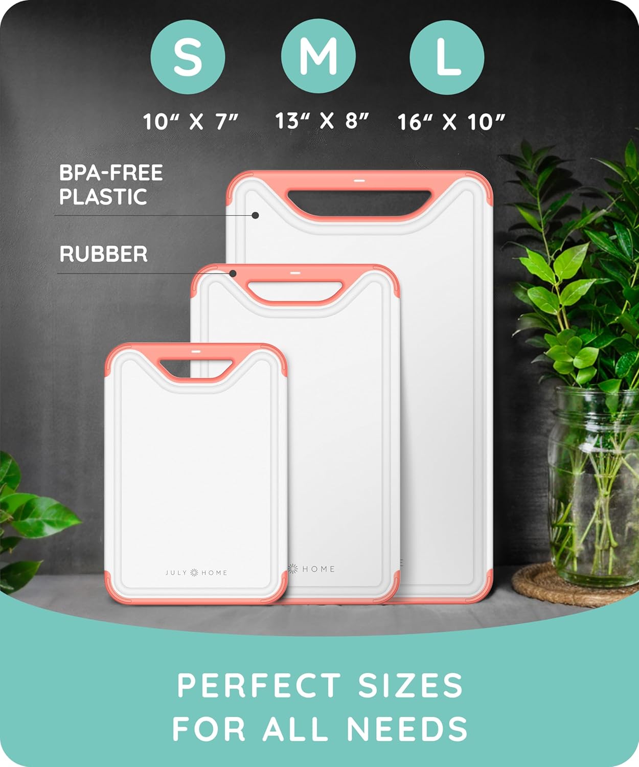 Cutting Boards for Kitchen, Plastic Cutting Board Set of 3, Dishwasher Safe Cutting Boards with Juice Grooves for Meat, Veggies, Fruits, Easy Grip Handle, Serveware Accessories (Gray)