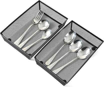 BYCY 3 Pack Mesh Flatware Drawer Organizer for Kitchen/Office/Home Tools,Spoon Knife Fork Organizers Box Utensil Tabletop Storage Tray (12 x 6 x 2 Inch)