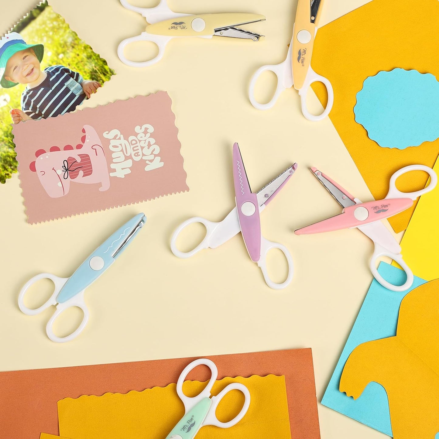 Mr. Pen- Craft Scissors Decorative Edge, 6 Pack, Bright, Zig Zag Scissors for Crafting, Scrapbooking, Fancy, Pattern, Design