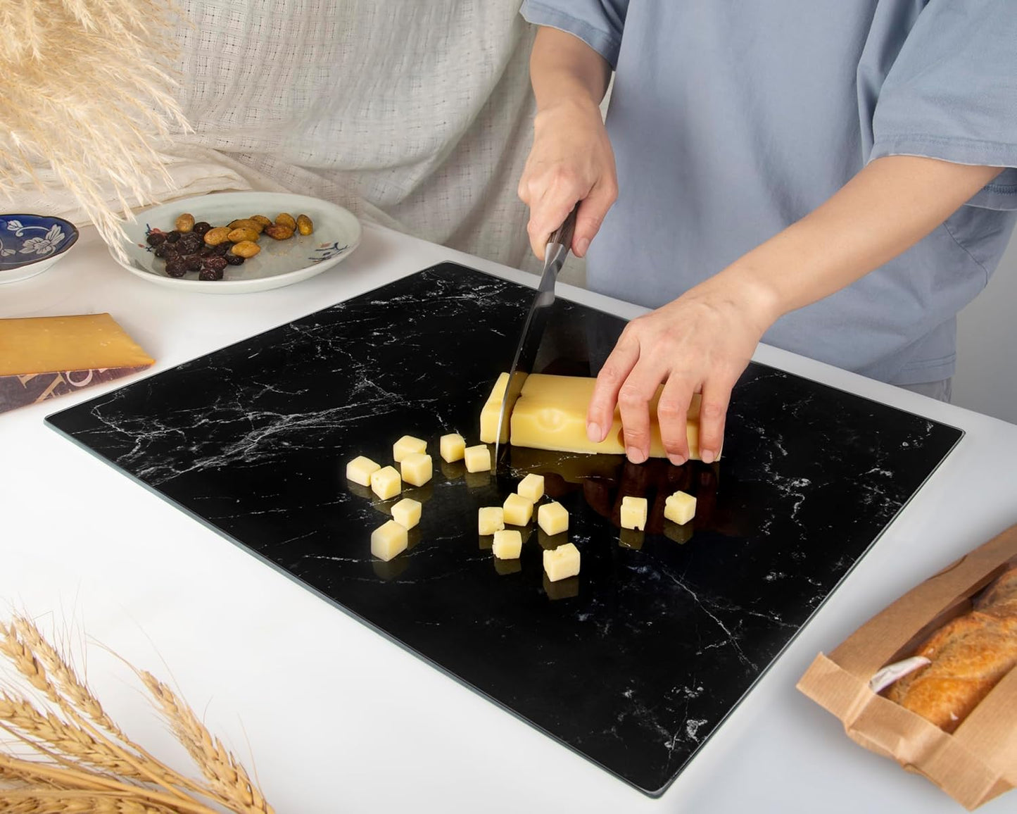 Kitchenville Glass Cutting Board 20”x16”: Tempered Glass Kitchen Counter Protector - Durable- Scratch-Resistant, Heat-Proof - Clear Design