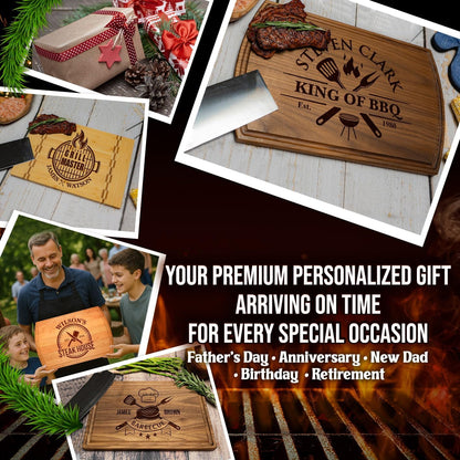 Personalized Gift for Men – Custom Engraved Cutting Board for Dad, Grandpa – Wood Grill Board for BBQ Lovers – Barbecue & Grilling Gift for Him – Perfect for Father’s Day, Anniversary or Birthday