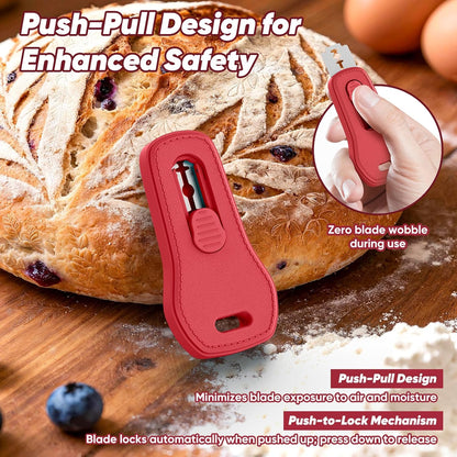 24SHEN Bread Lame, Sourdough Scoring Tool with Extractable & Magnetic, Sour Dough Tools Sourdough Cutter for Homemade Bread Making, Scoring Knife Include 5 Razor Blades-Beige