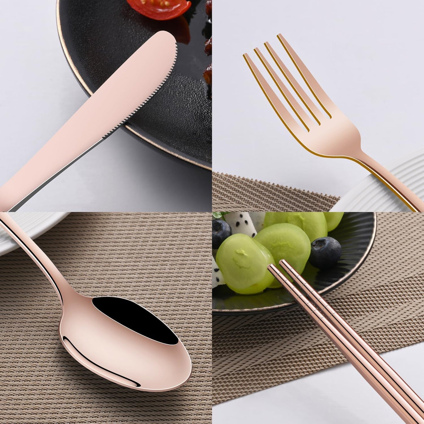 Rainbow Working Lunch Silveware Set,Reusable Travel Utensils Set With Case Includes Stainless Steel Chopsticks Knife Spoon And Fork,Camping Picnic Essentials