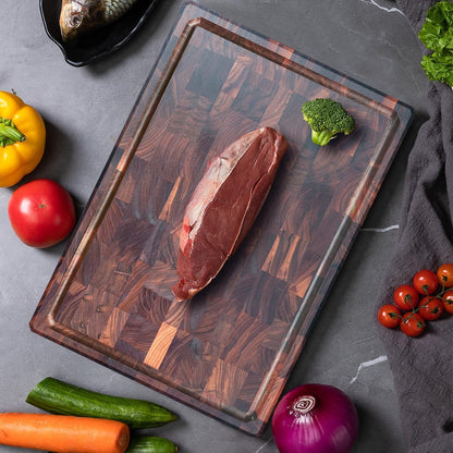 COCOBOSS Large Black Walnut Cutting Board Premium Walnut Chopping Board for Kitchen with Juice Slot, Non-Slip Feet, (Large - 16.5x11.8x1 inches)