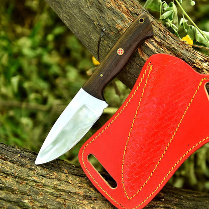 Fixed Blade Hunting Forged Tracker Knife - 8 Inches Carbon Steel Razor Sharp Blade Full Tang Bushcraft Knives with Premium Leather Belt Sheath. Used For Hunting Outdoor Camping, Hiking, Skining Knife.