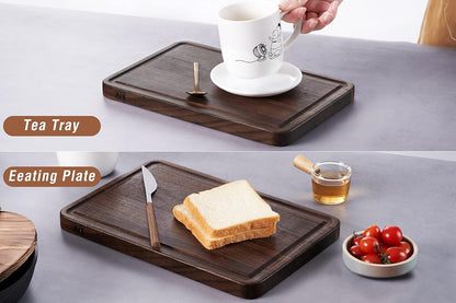 AZRHOM Large End Grain Walnut Wood Cutting Board 17x13x1.5 in Thick Butcher Block for Kitchen with Non-slip Mats Juice Groove & Handles (Gift Box)