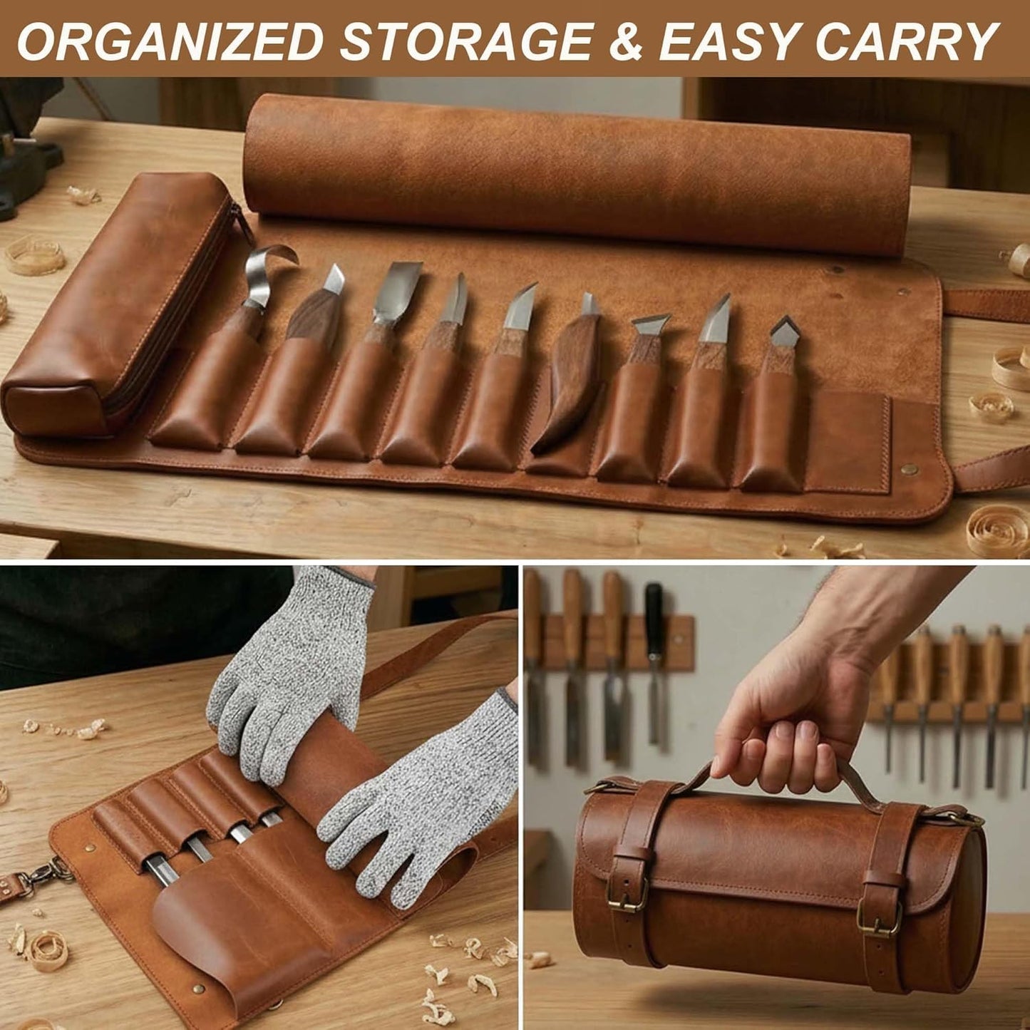 Wood Carving Kit, 25Pcs Complete Whittling Kit - 9 Walnut Handles Wood Carving Knife, 5 Detail Knifes, 3 Chisels, Professional Woodworking Tool Set for Beginners DIY Crafts & Gifts